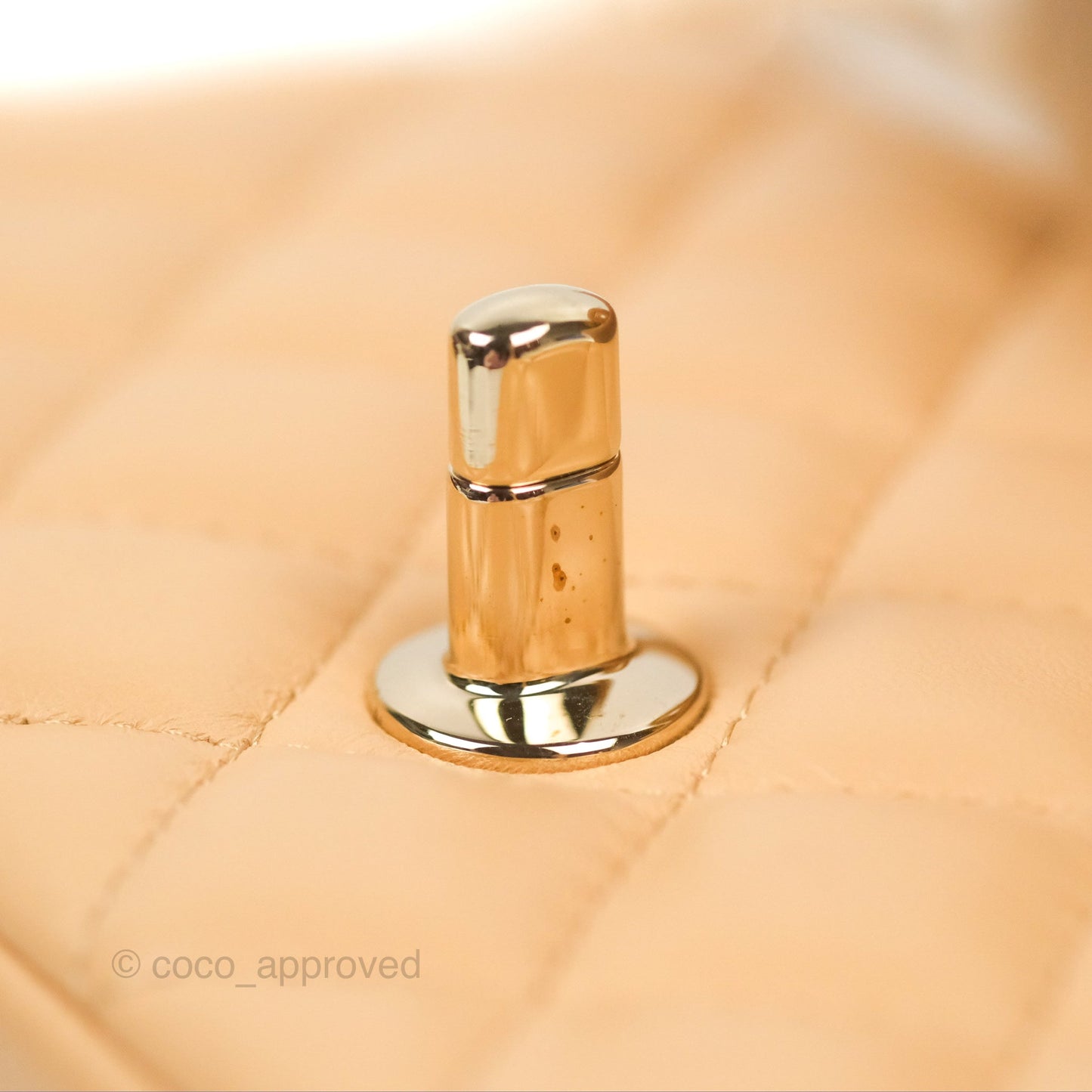 Chanel Quilted Mini Rectangular Flap Beige Lambskin Gold Hardware