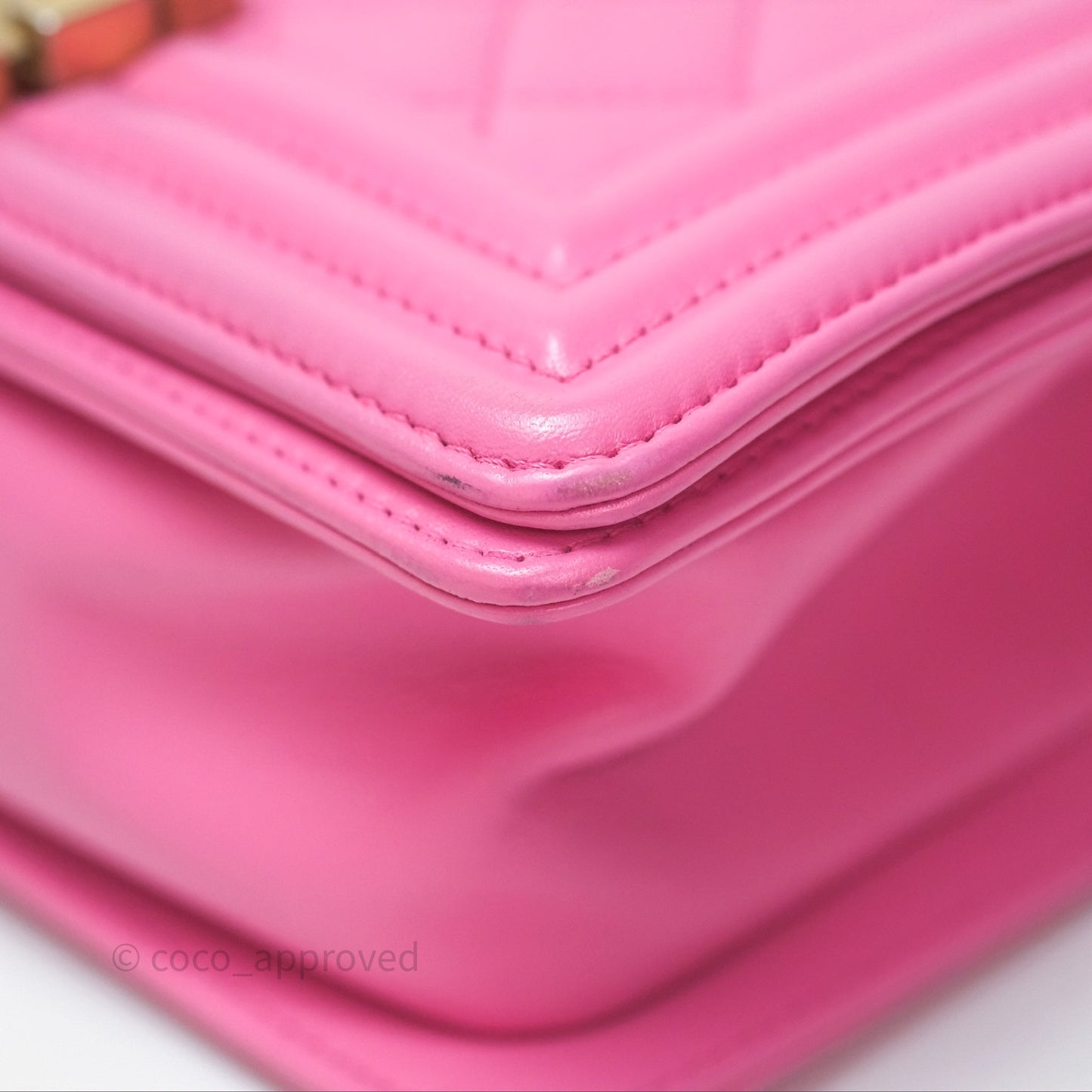 Chanel Small Boy Pink Calfskin Aged Gold Hardware