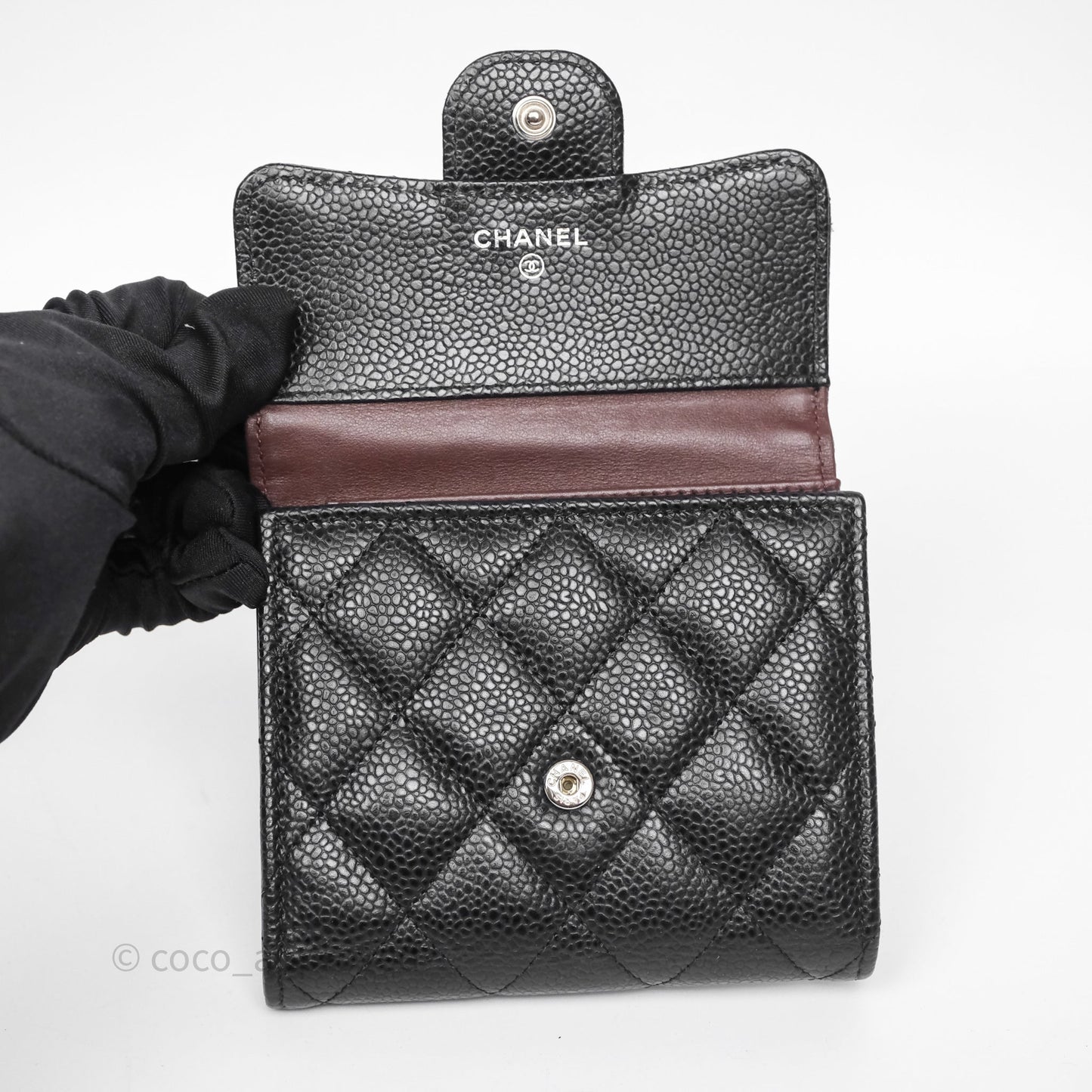 Chanel Classic Short Flap Wallet Black Caviar Silver Hardware