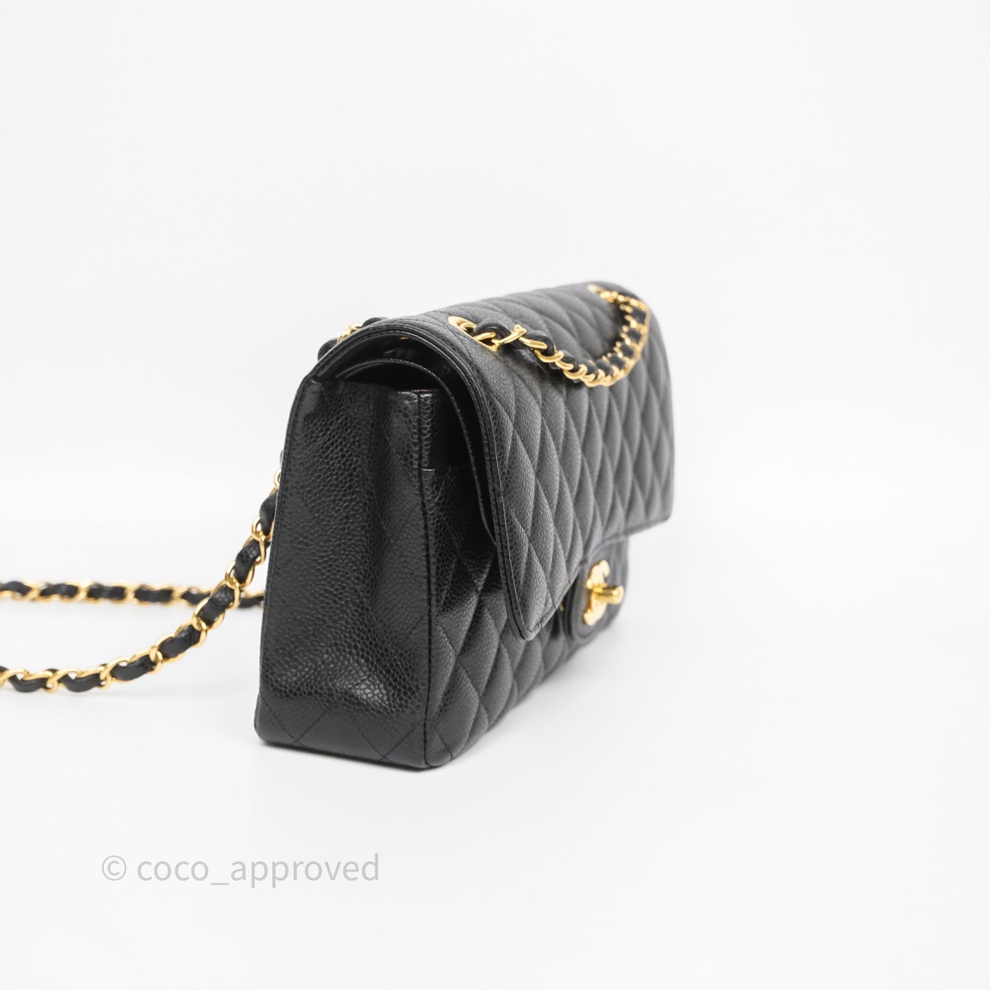 Chanel Classic M/L Medium Flap Quilted Black Caviar Gold Hardware