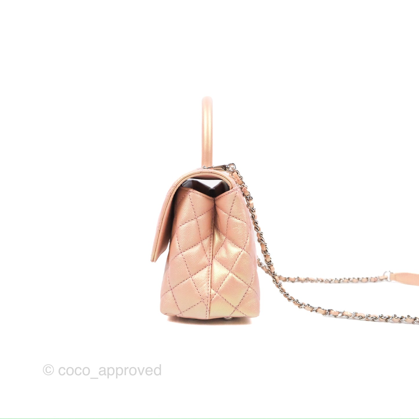 Chanel Small Quilted Coco Handle Iridescent Pink Caviar Rainbow Hardware