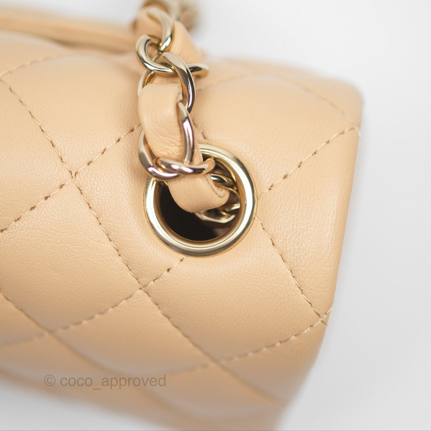 Chanel Quilted Mini Rectangular Beige Lambskin Gold Hardware