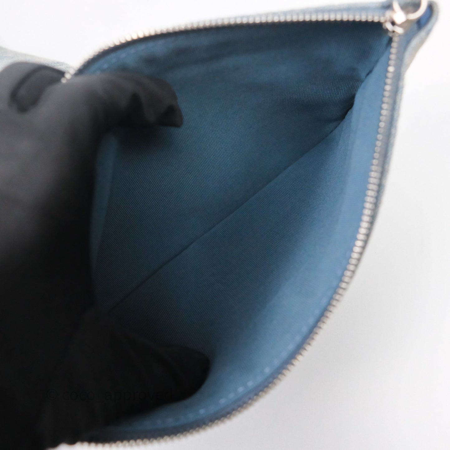 Chanel Large Deauville Tote Blue Washed Denim Matte Silver