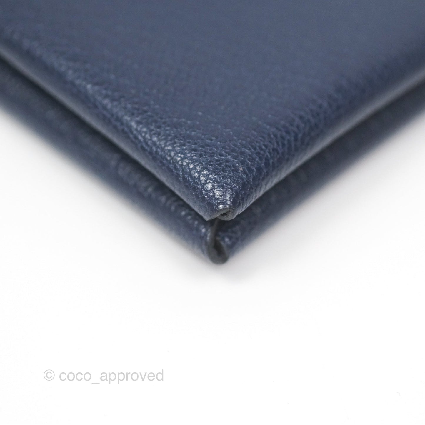 Hermès Calvi Card Holder Bleu Nuit 2Z Chevre Mysore