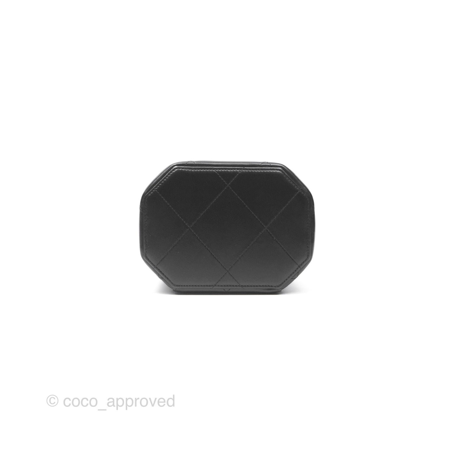 Chanel Small Hexagon Vanity Case Black Lambskin Gold Hardware