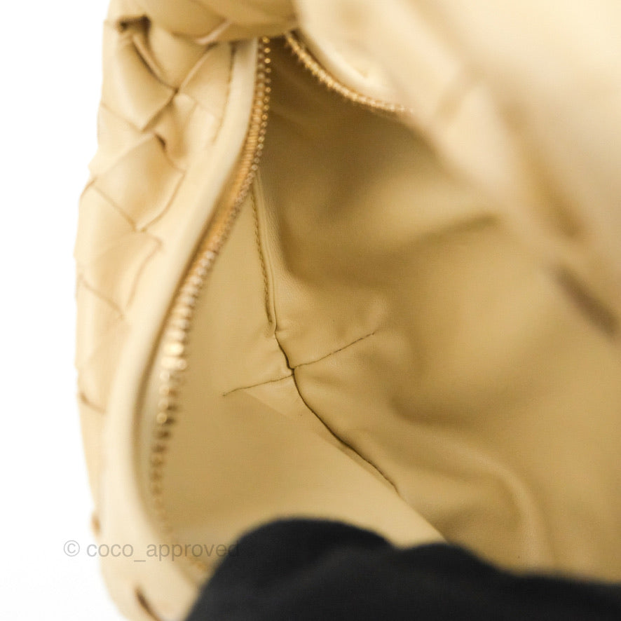 Bottega Veneta Intrecciato Mini Jodie Clutch Bag Porridge Lambskin Gold Hardware