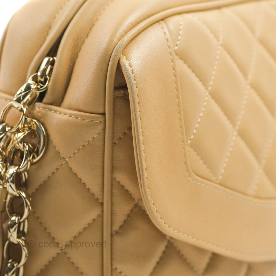 Chanel Calfskin Coco Vintage Camera Case Beige Gold Hardware