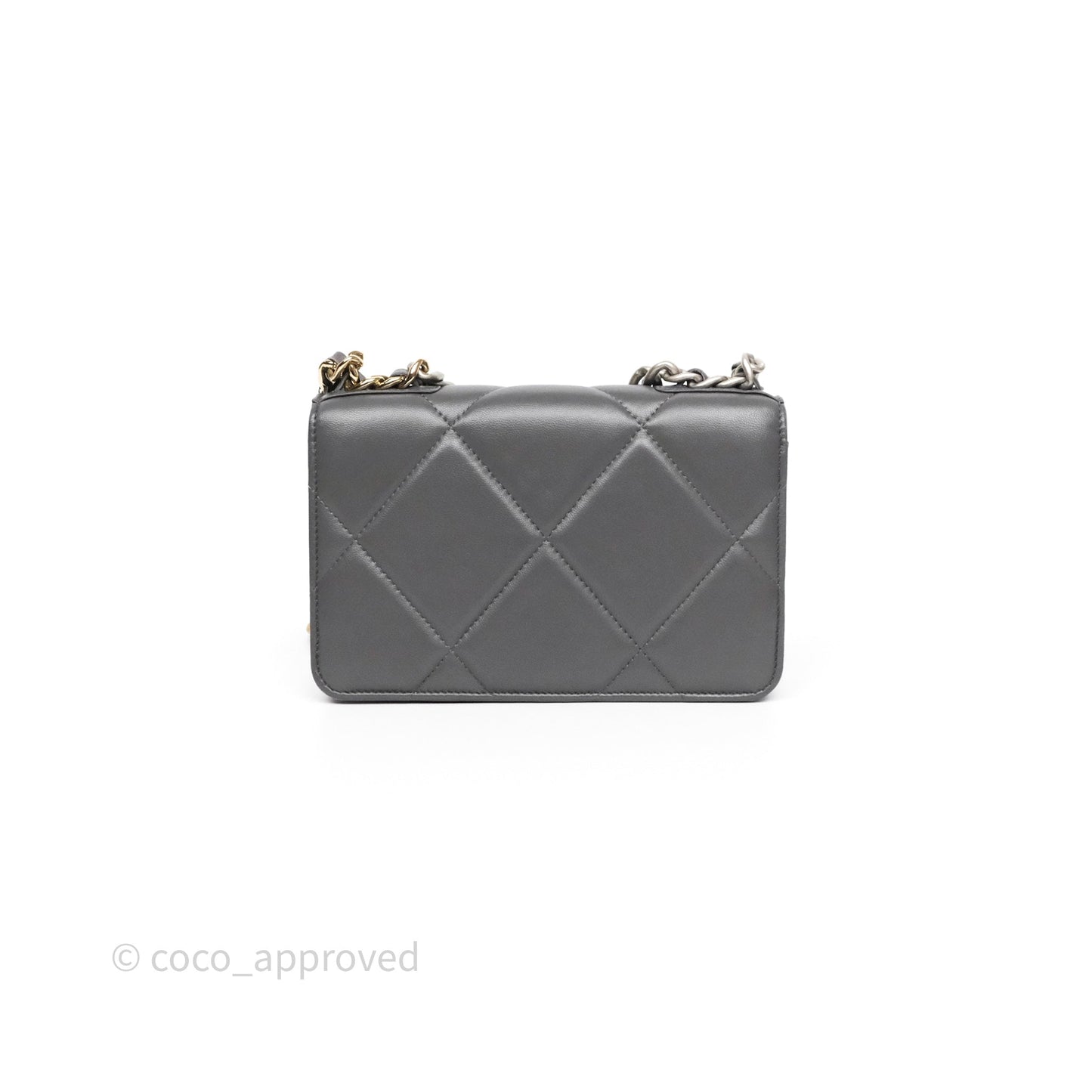 Chanel 19 Wallet on Chain WOC Grey Lambskin Mixed Hardware