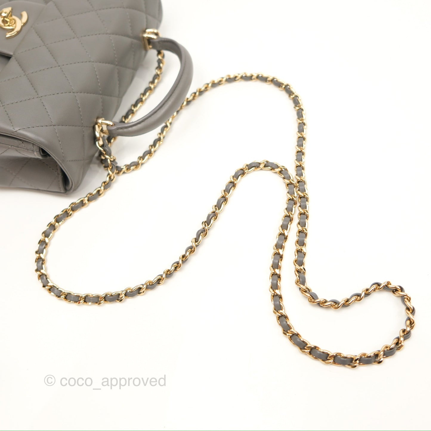 Chanel Top Handle Mini Rectangular Flap Bag Grey Lambskin Gold Hardware
