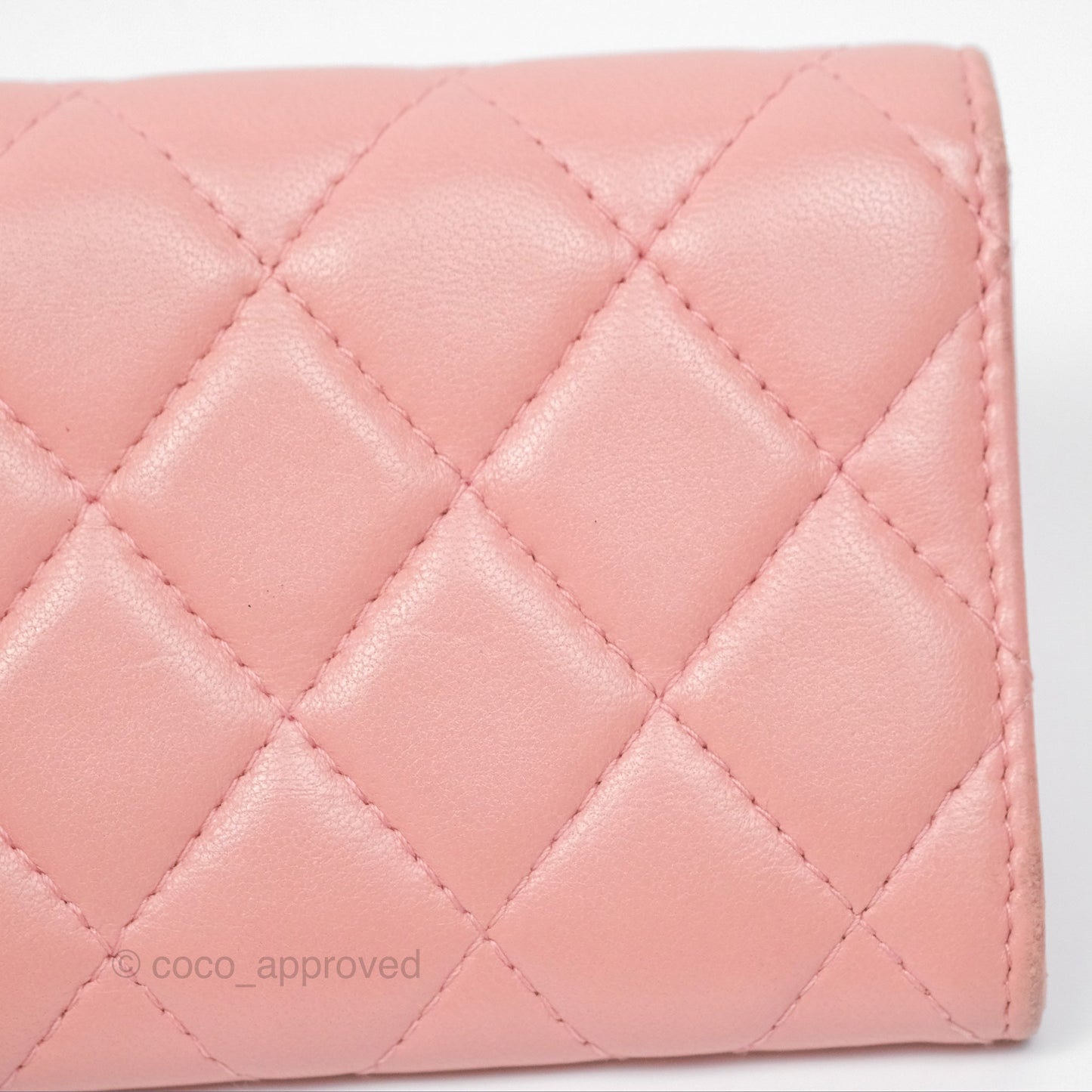 Chanel Classic Flap Card Holder Quilted Pink Lambskin Gold Hardware