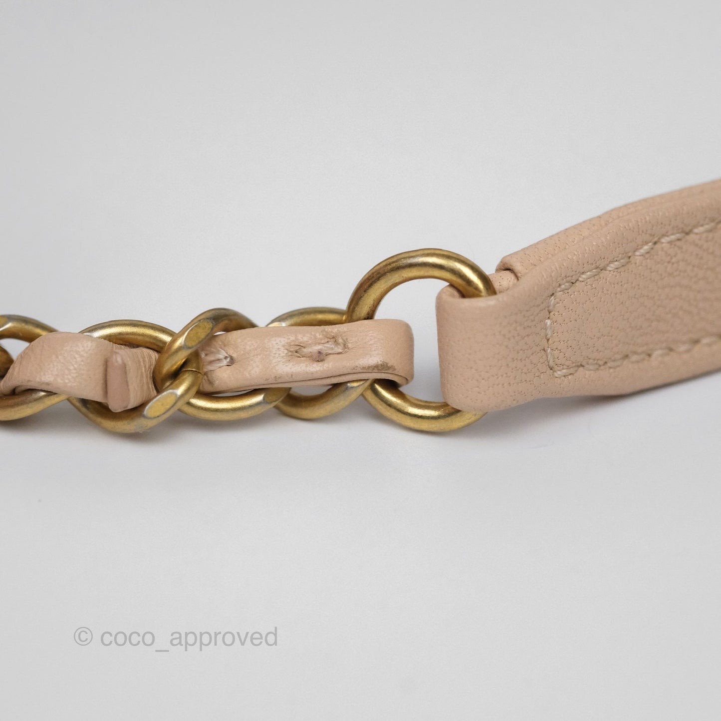 Chanel Quilted Chic Pearls Flap Beige Pink Goatskin Aged Gold Hardware