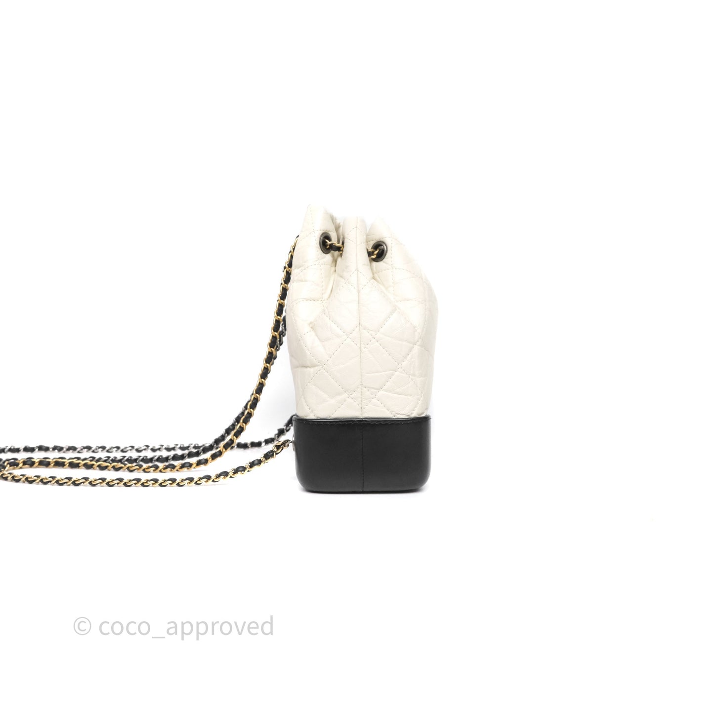 Chanel Small Gabrielle Backpack White Black Aged Calfskin