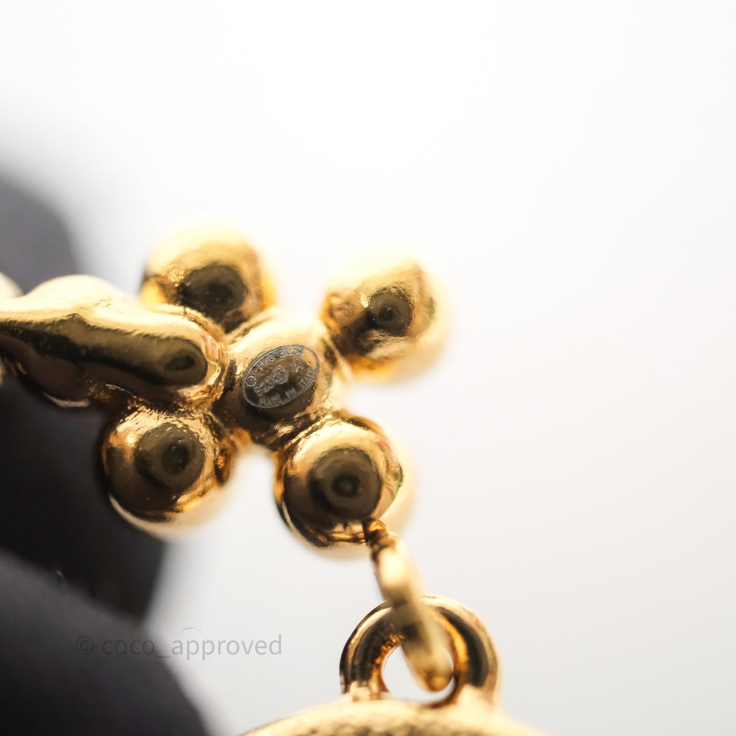 Chanel Black Crystal CC Floral Earrings Gold Tone 23A