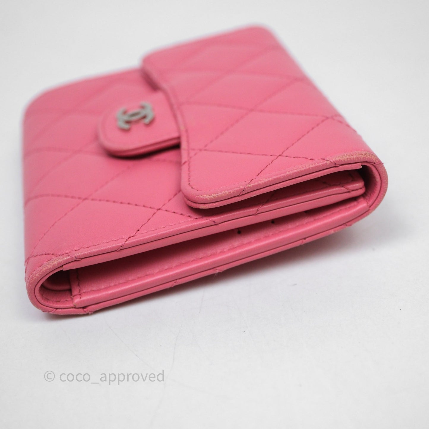 Chanel Classic Flap Wallet Pink Lambskin Silver Hardware