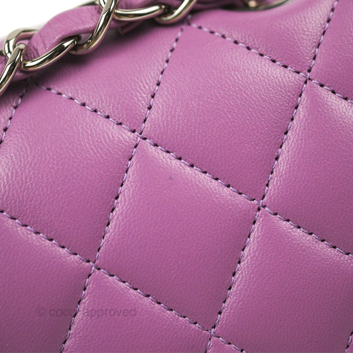 Chanel Small Classic Quilted Flap Purple Lambskin Silver Hardware