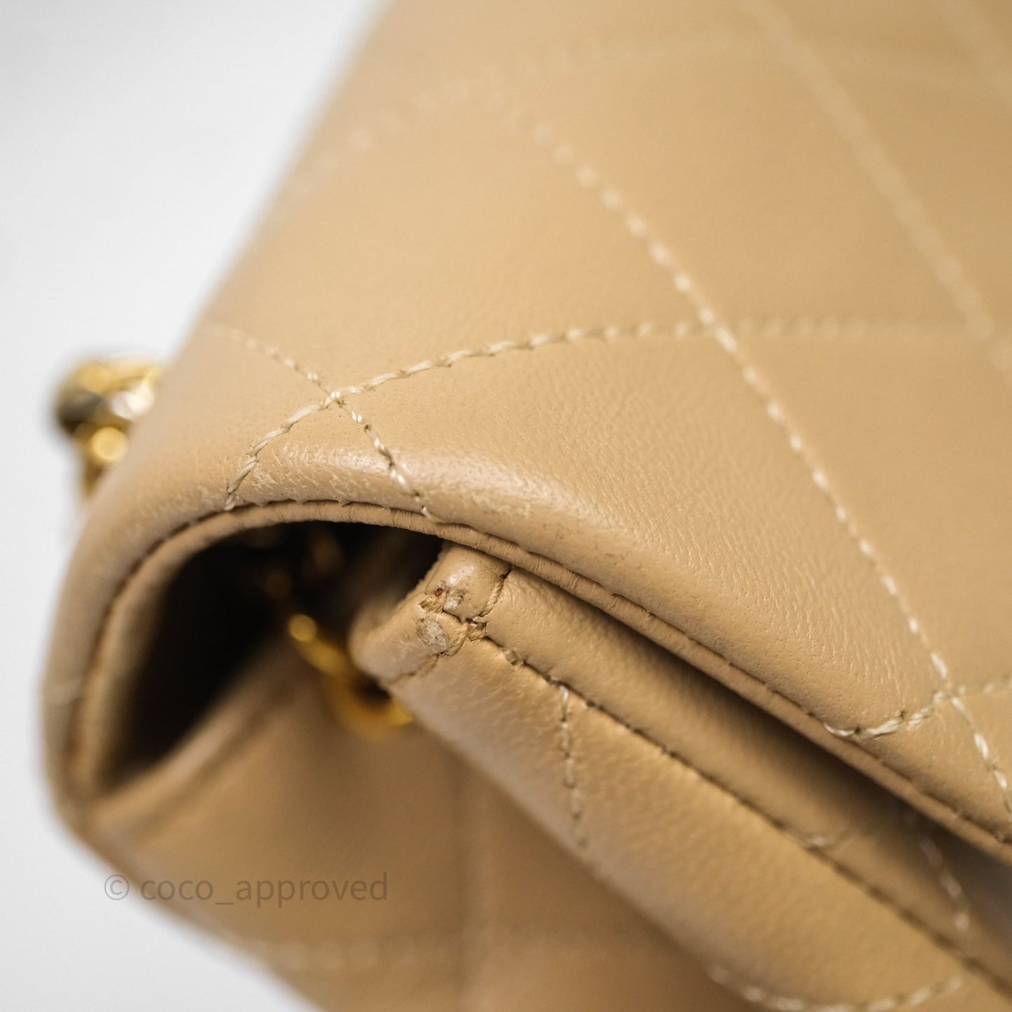 Chanel Vintage Mini Flap Bag Beige Lambskin Gold Hardware