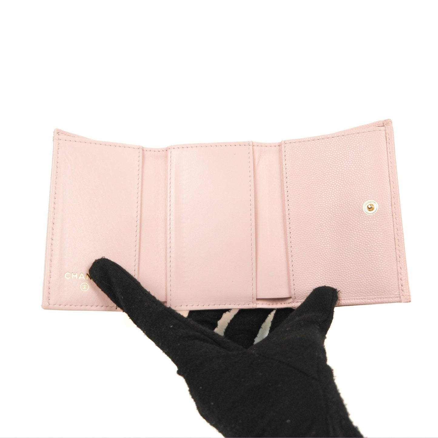 Chanel Quilted Small Classic Flap Trifold Wallet Pink Caviar Gold Hardware