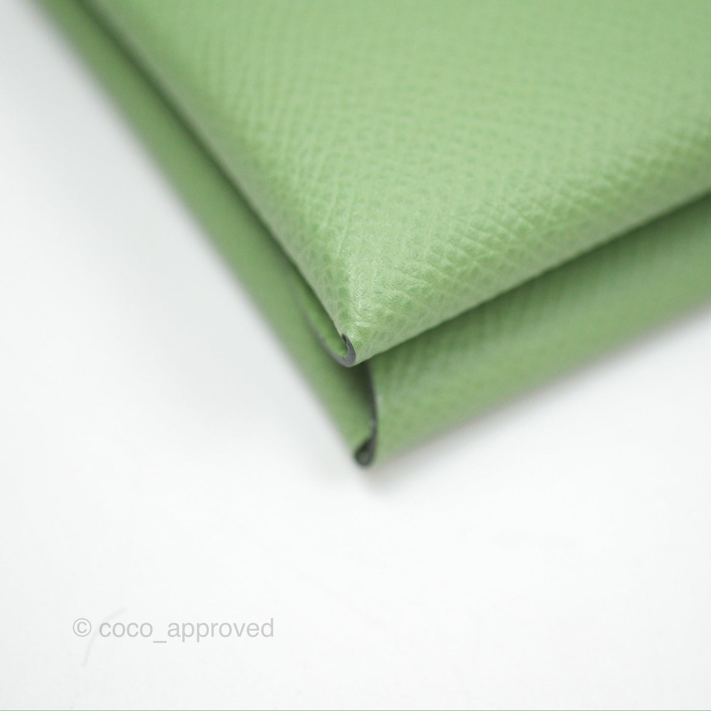 Hermès Calvi Duo Compact Card Holder 3I Vert Criquet Epsom Palladium Hardware