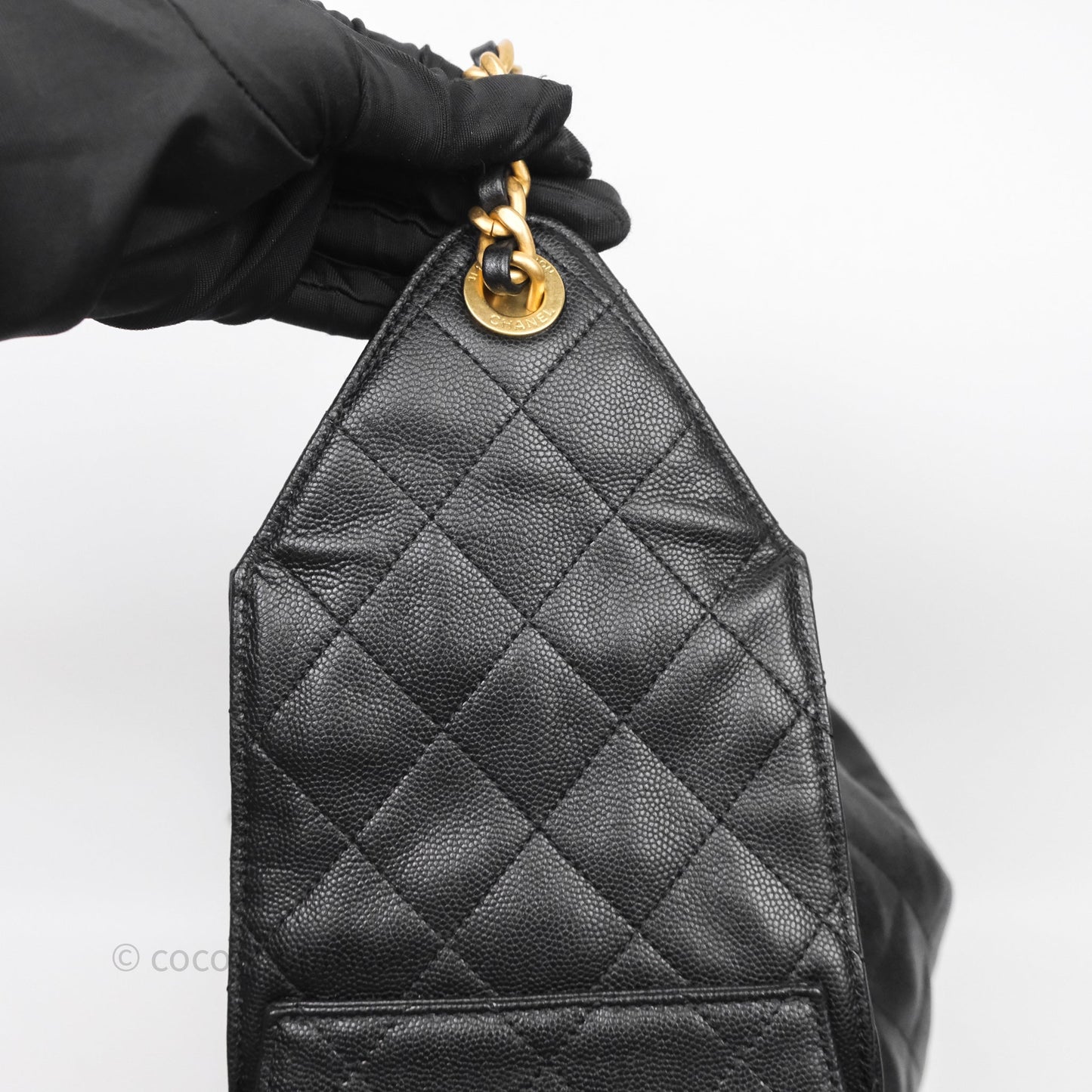 Chanel 25 Medium Black Caviar Aged Gold Hardware