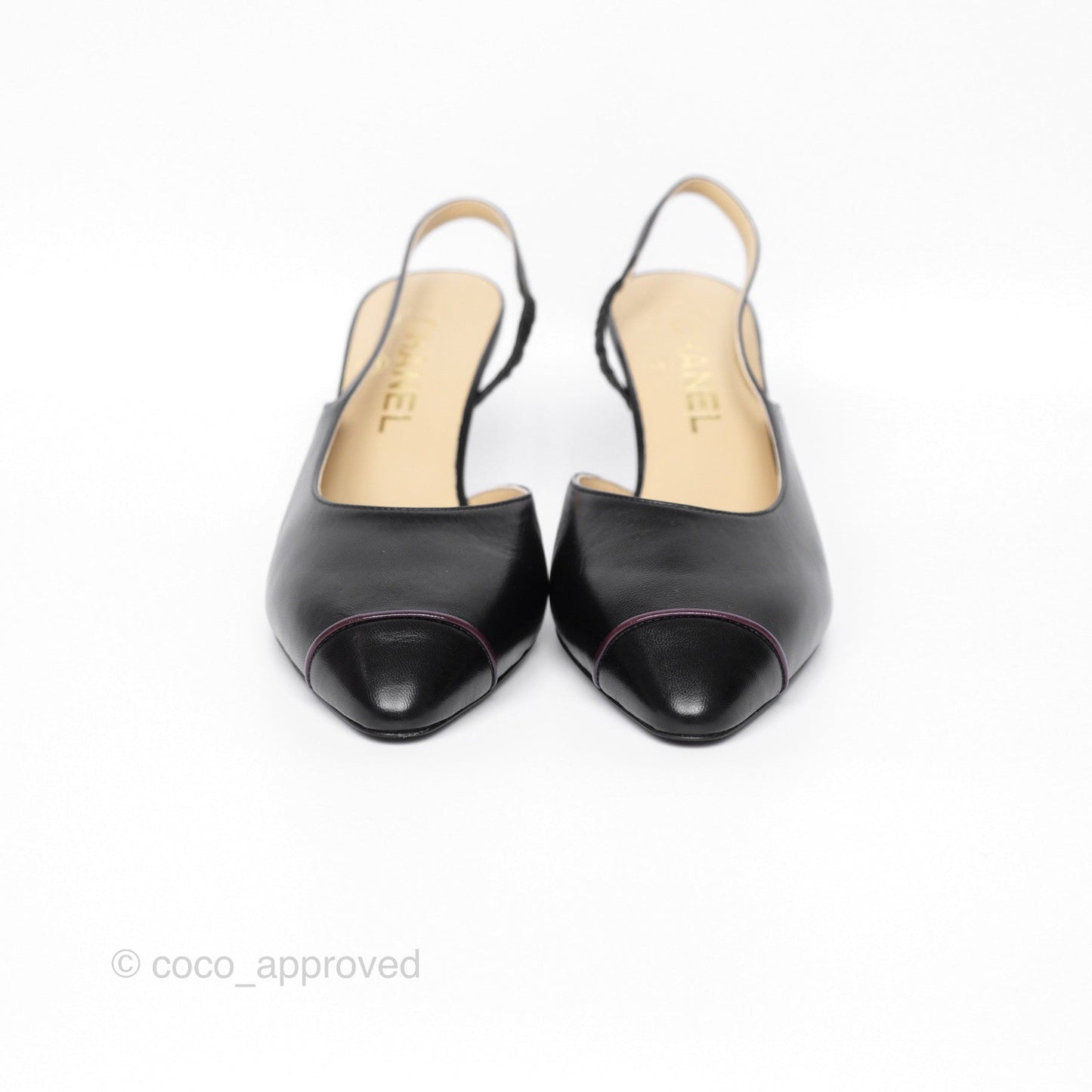 Chanel Toecap Slingback Heels Black Size 37