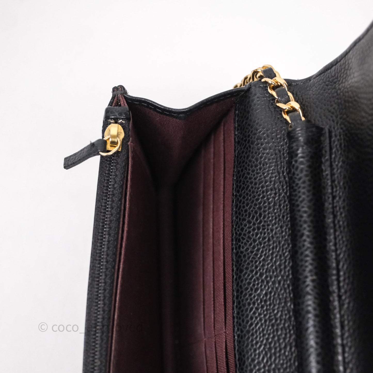 Chanel Classic Wallet On Chain WOC Quilted Black Caviar Gold Hardware