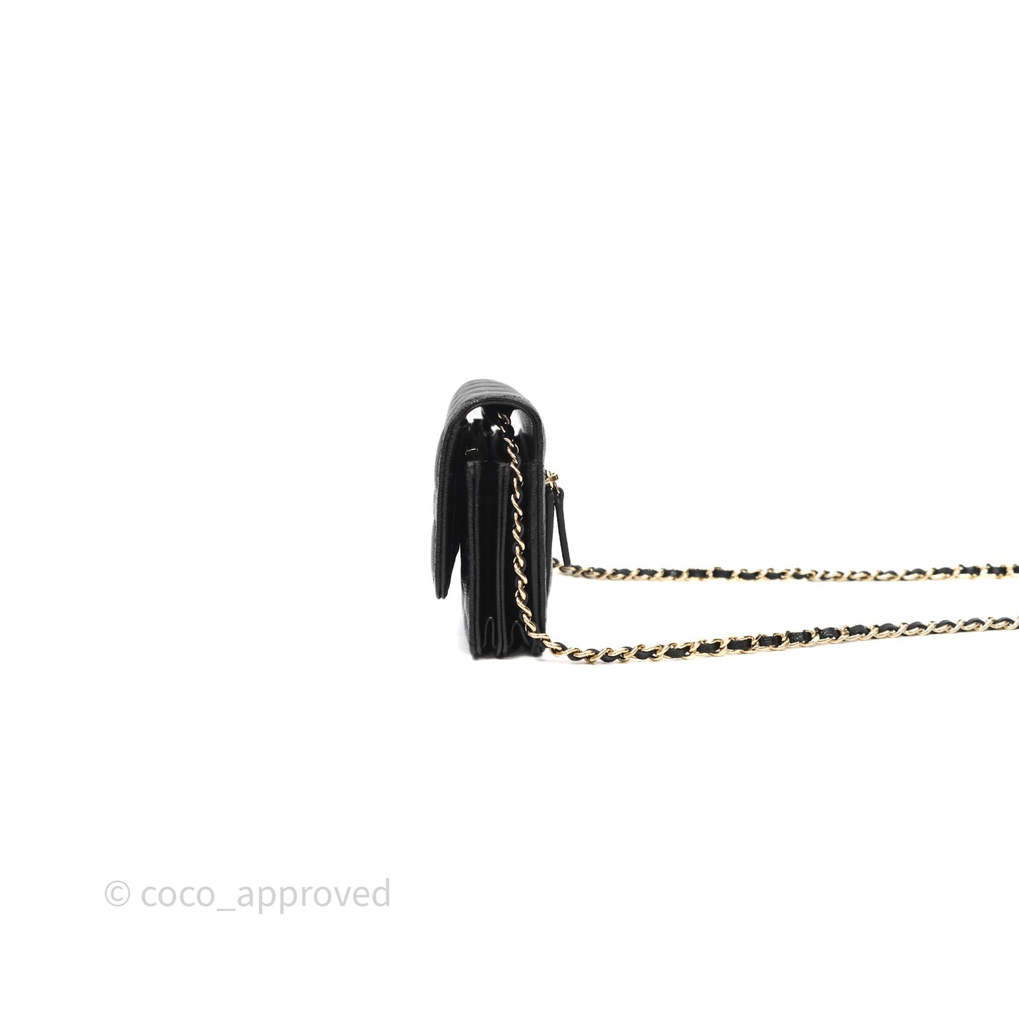 Chanel Quilted Mini Wallet on Chain WOC Black Caviar Gold Hardware