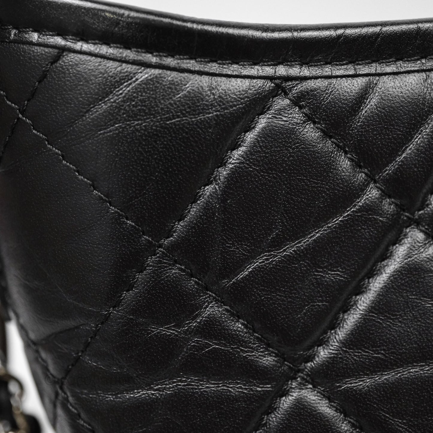 Chanel New Medium Gabrielle Hobo Quilted Black Aged Calfskin
