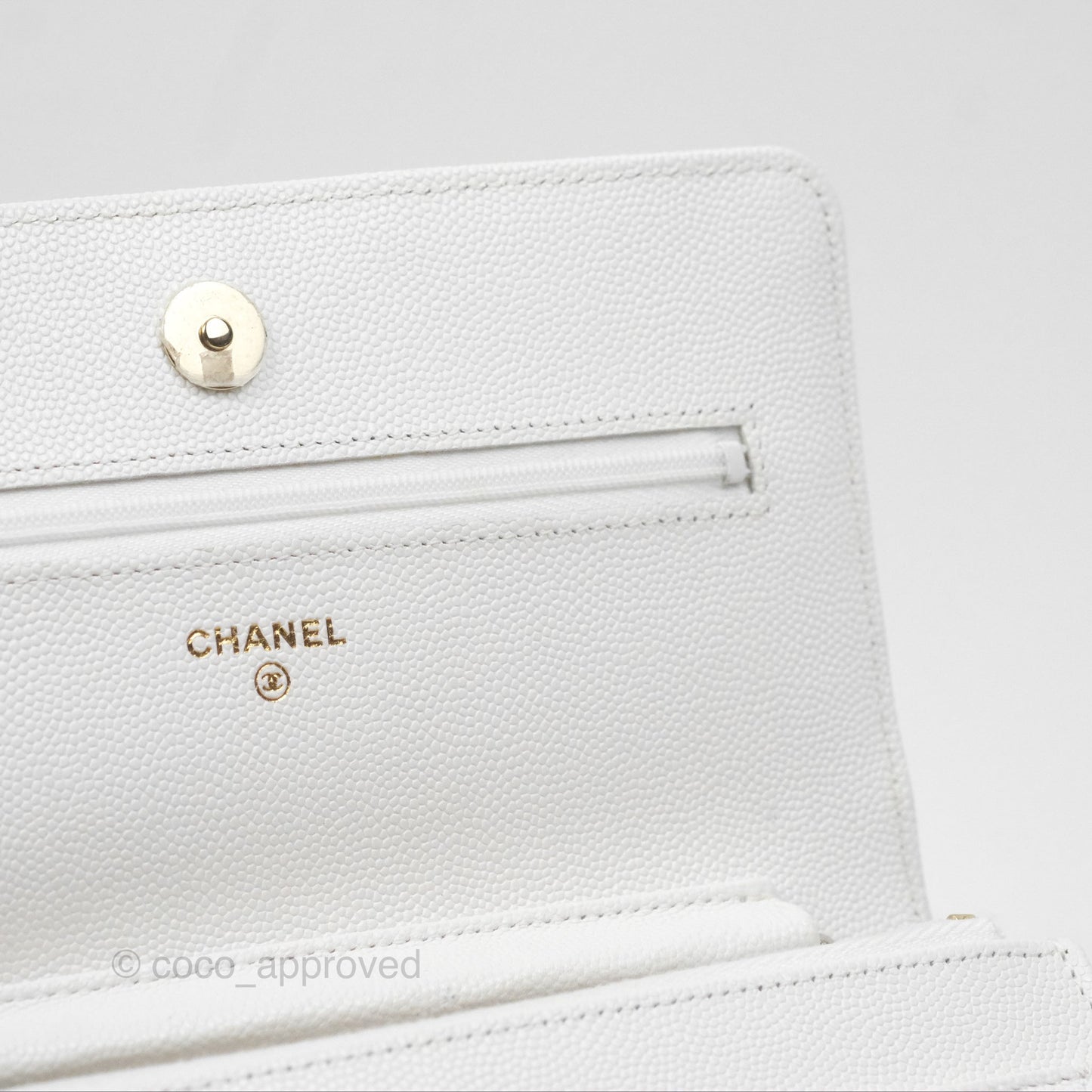 Chanel Quilted Classic Wallet on Chain WOC White Caviar Gold Hardware