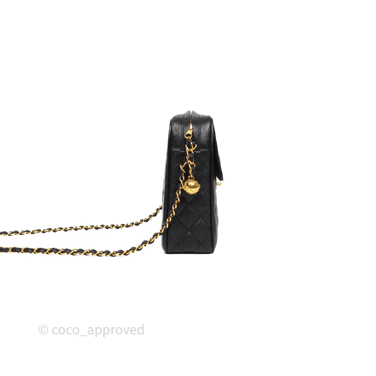 Chanel Vintage Camera Bag Coco Crush Black Caviar Gold Hardware