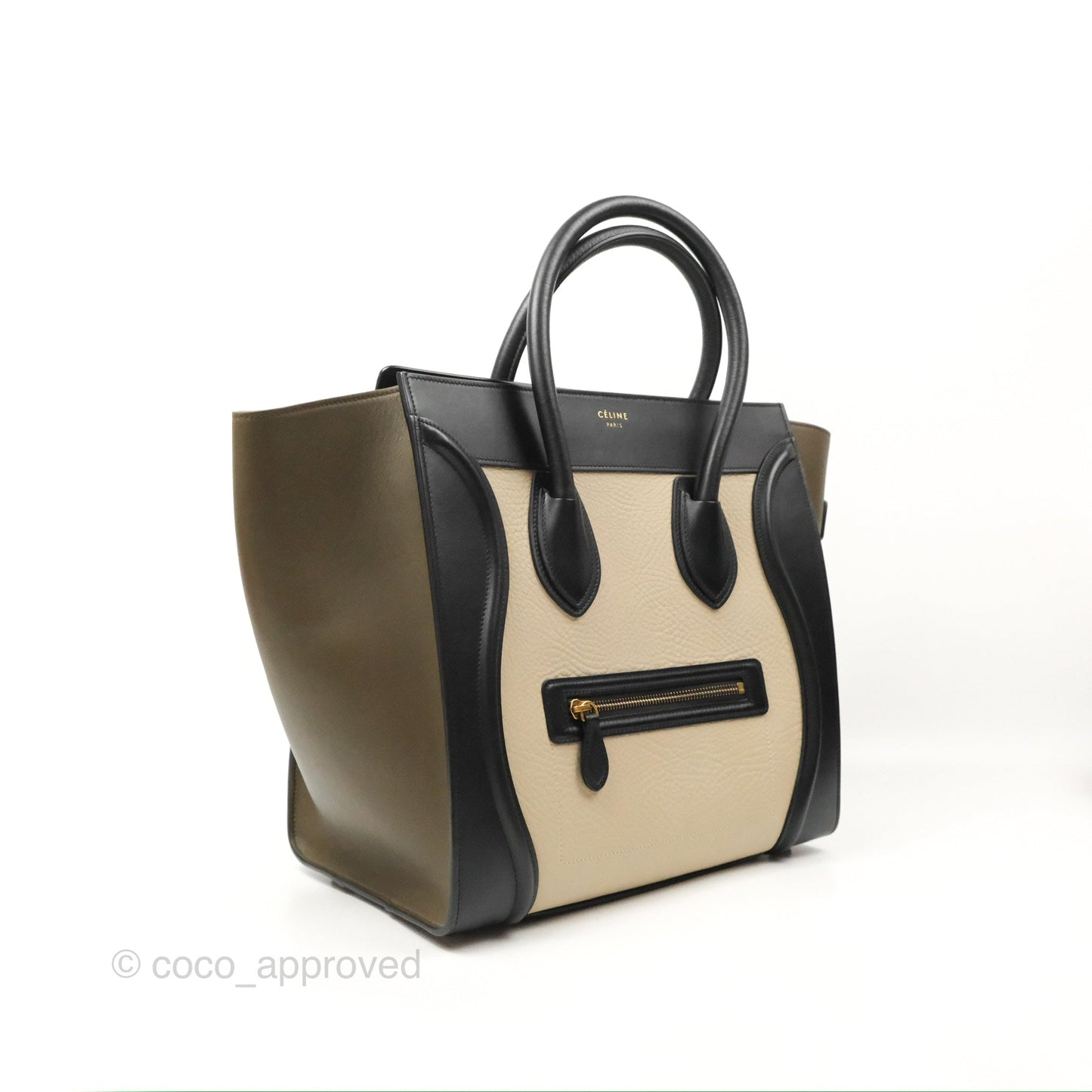 Celine Mini Luggage Bag Black/Brown/Ivory Calfskin