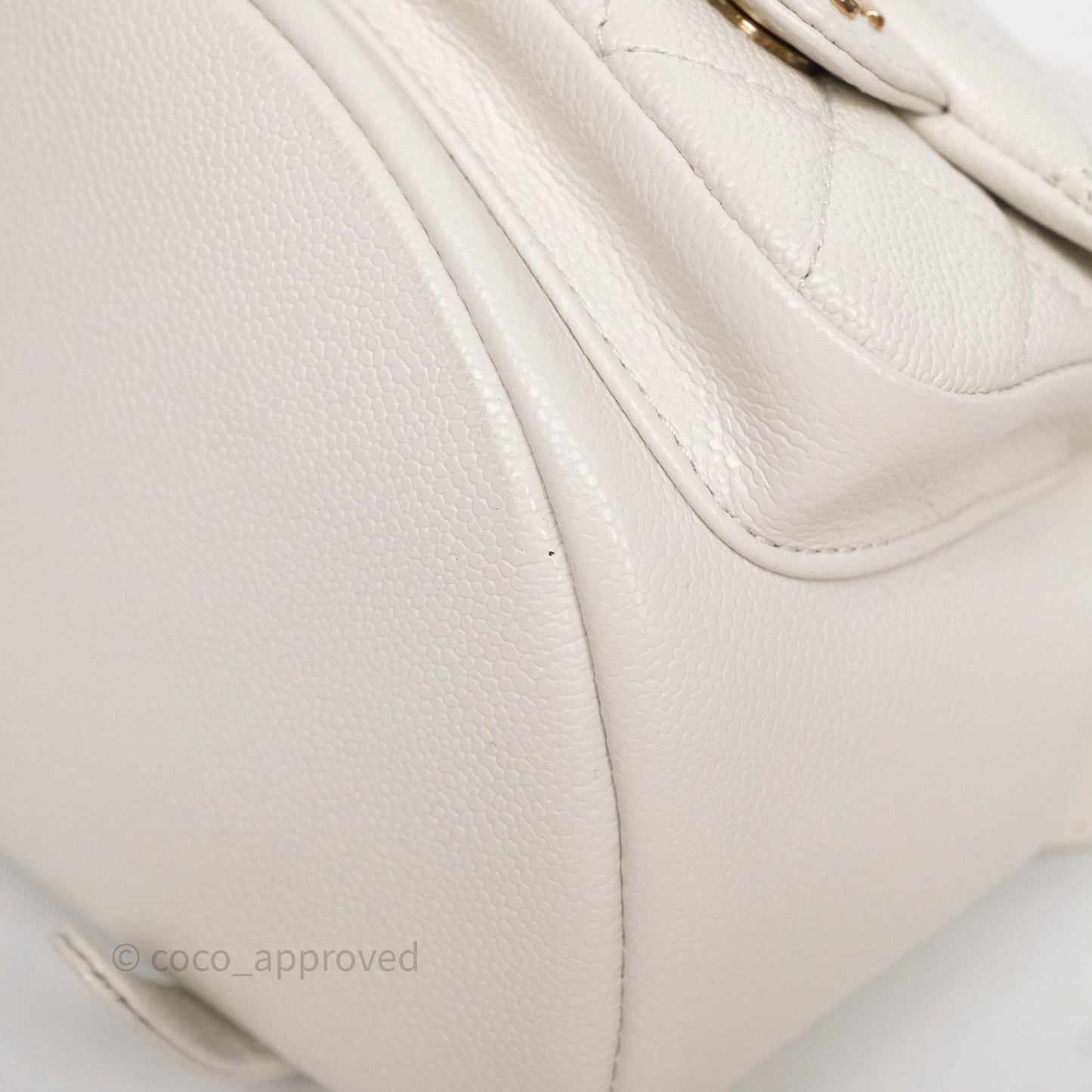 Chanel Duma Backpack Medium White Caviar Gold Hardware