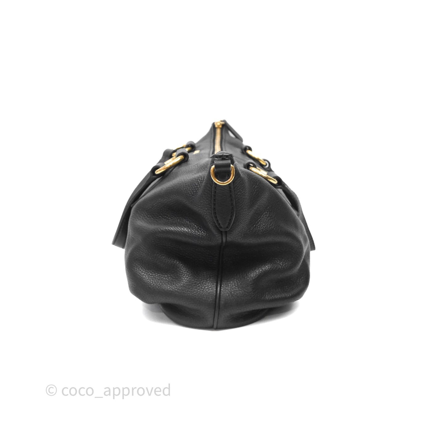 Miu Miu Vitello Tote Bag Black Gold Hardware