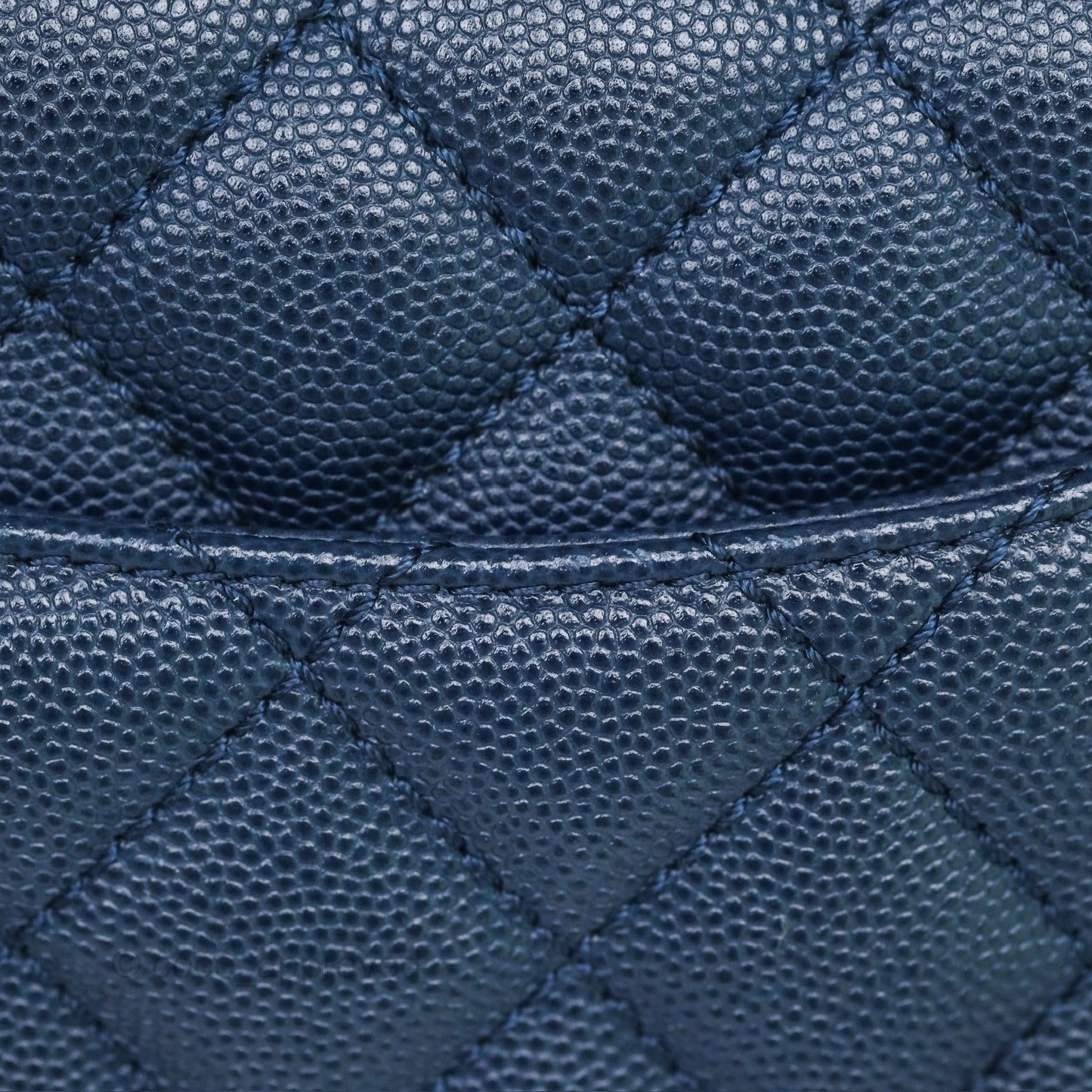 Chanel Small Coco Handle Navy Caviar Ruthenium Hardware Lizard Handle