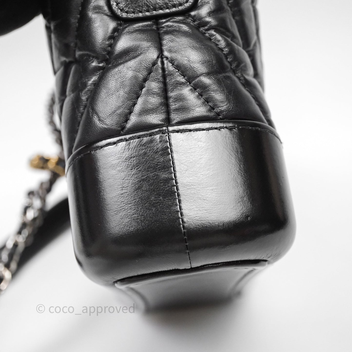 Chanel Small Gabrielle Hobo Chevron Black Aged Calfskin