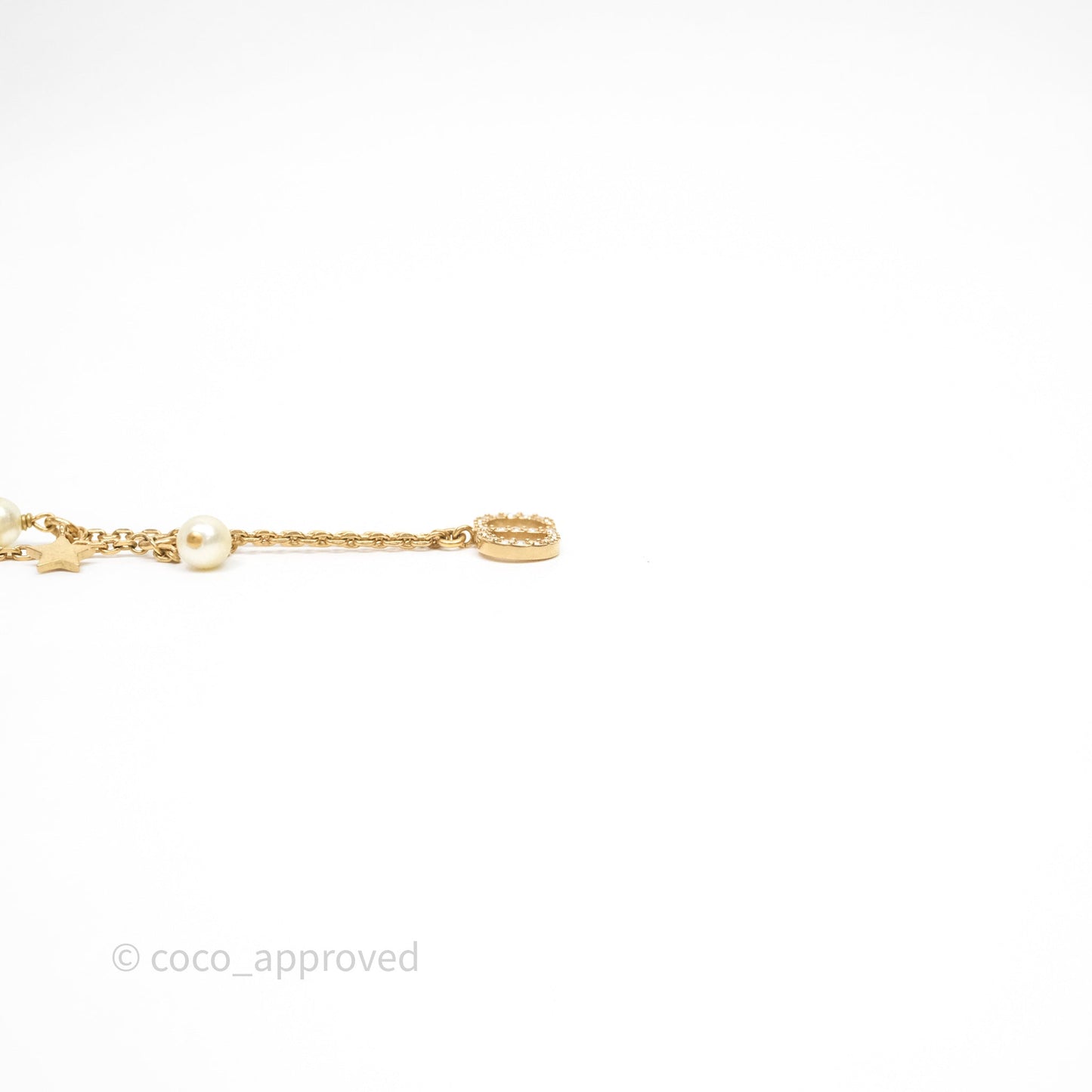 Christian Dior Petit CD Pearl Star Necklace Gold Tone