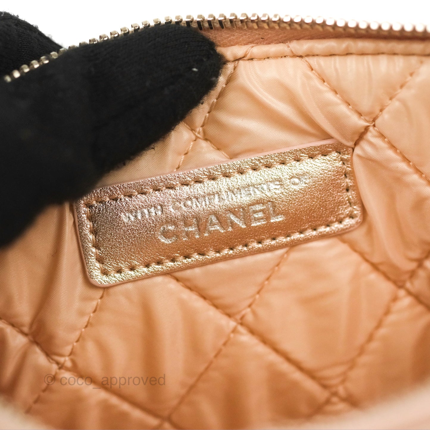 Chanel Toiletry Pouch Metallic Rose Gold Lambskin Silver Hardware