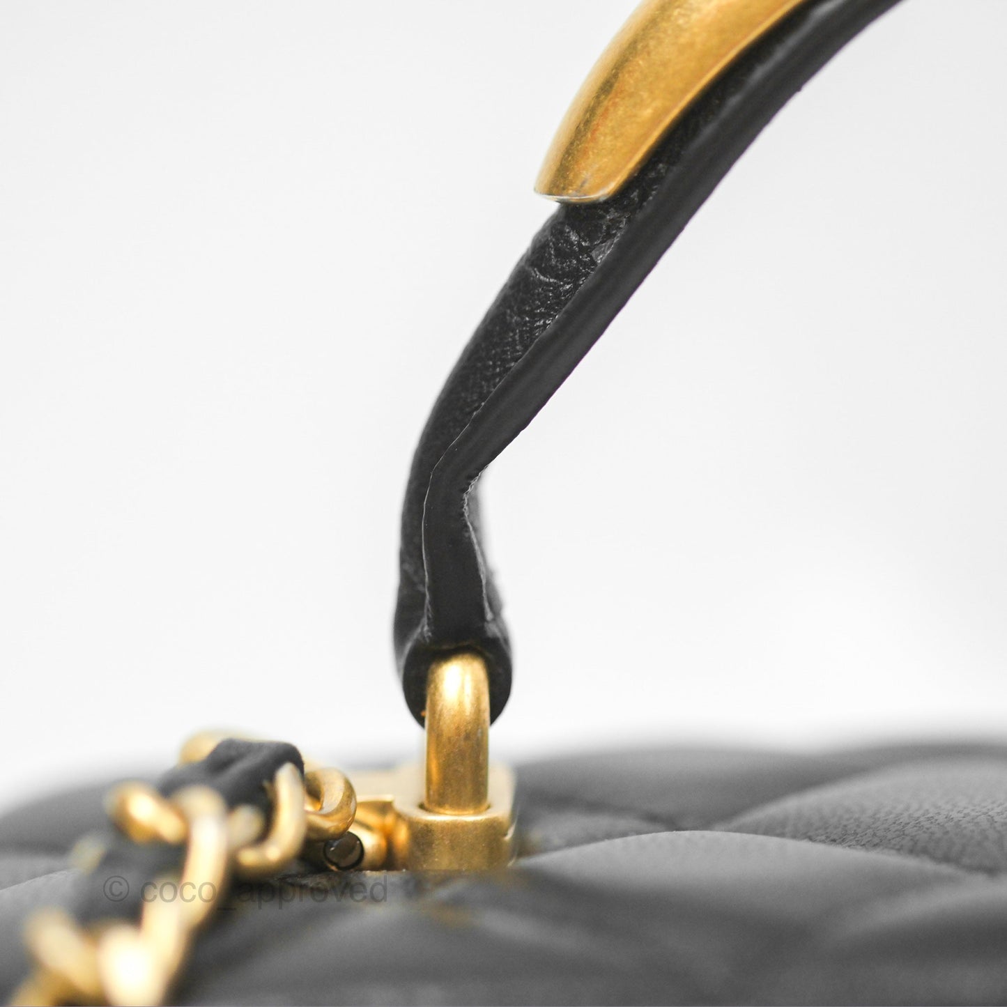 Chanel Vanity Rectangular Metal Top Handle Black Lambskin Aged Gold Hardware 22B