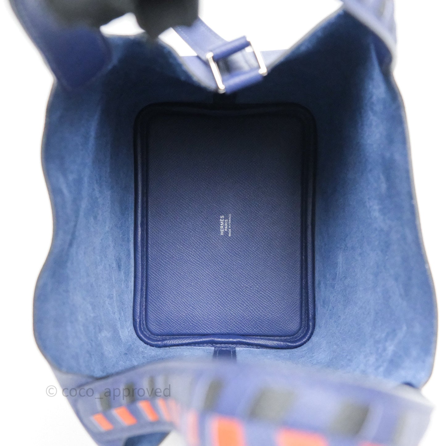 Hermès Tressage De Cuir Picotin Lock 18 Bleu Encre/Brique/Black Epsom