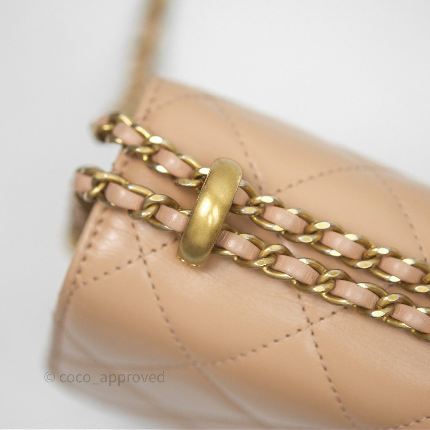 Chanel Quilted Mini Perfect Fit Adjustable Beige Calfskin Gold Hardware