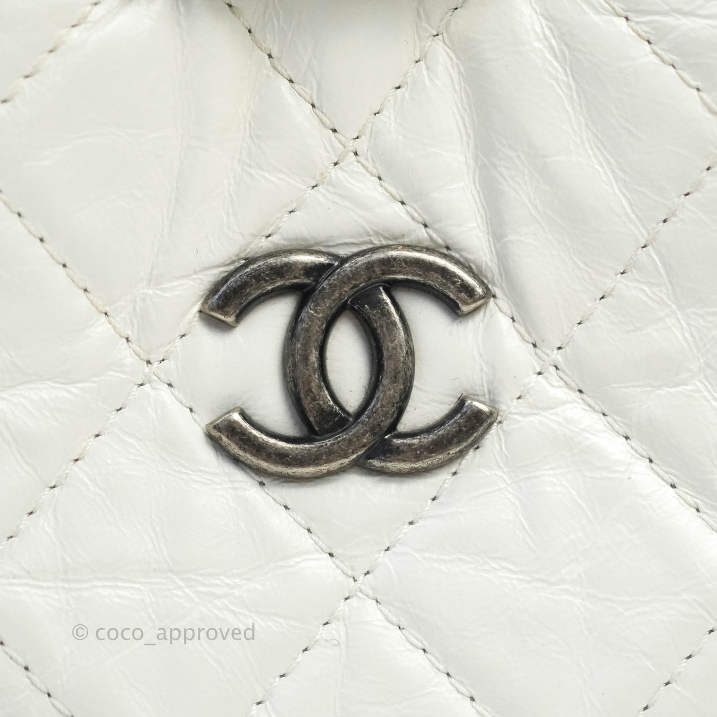 Chanel Small Gabrielle Backpack White Black Aged Calfskin