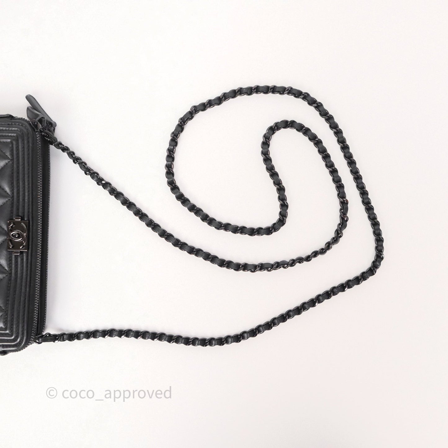 Chanel Boy Double Zip Clutch On Chain So Black Lambskin
