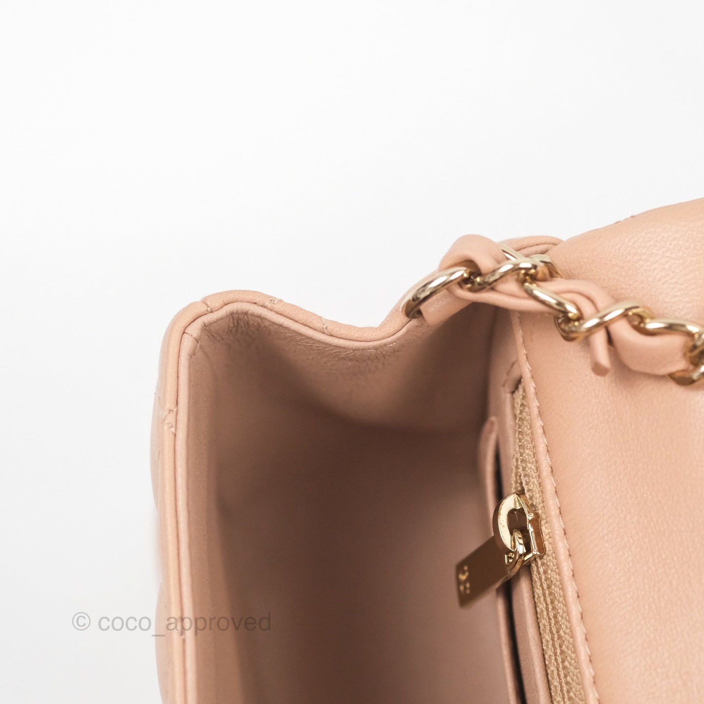 Chanel Quilted Mini Rectangular Flap Beige Lambskin Gold Hardware