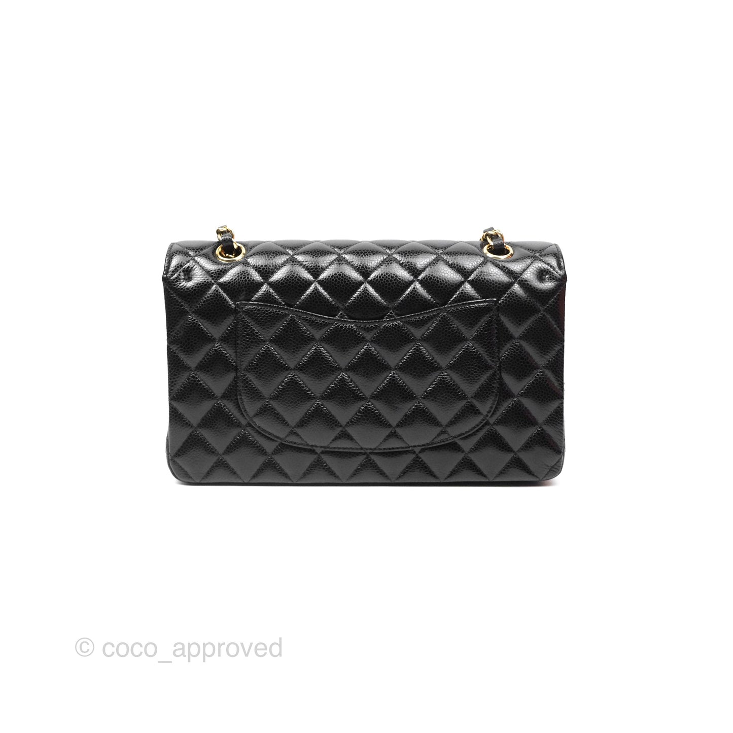 Chanel Classic M/L Medium Flap Quilted Black Caviar Gold Hardware