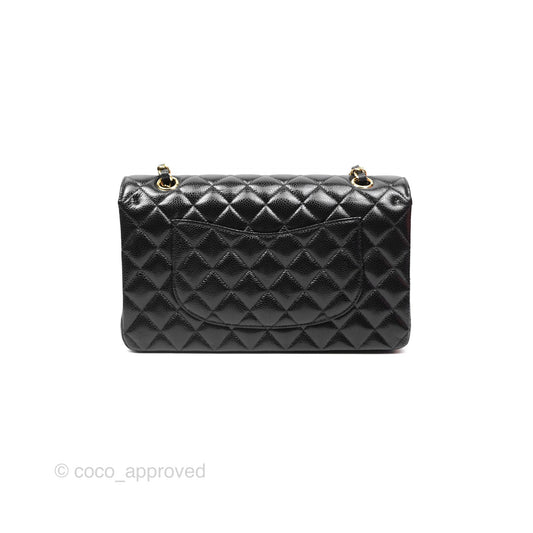 Chanel Classic M/L Medium Flap Quilted Black Caviar Gold Hardware
