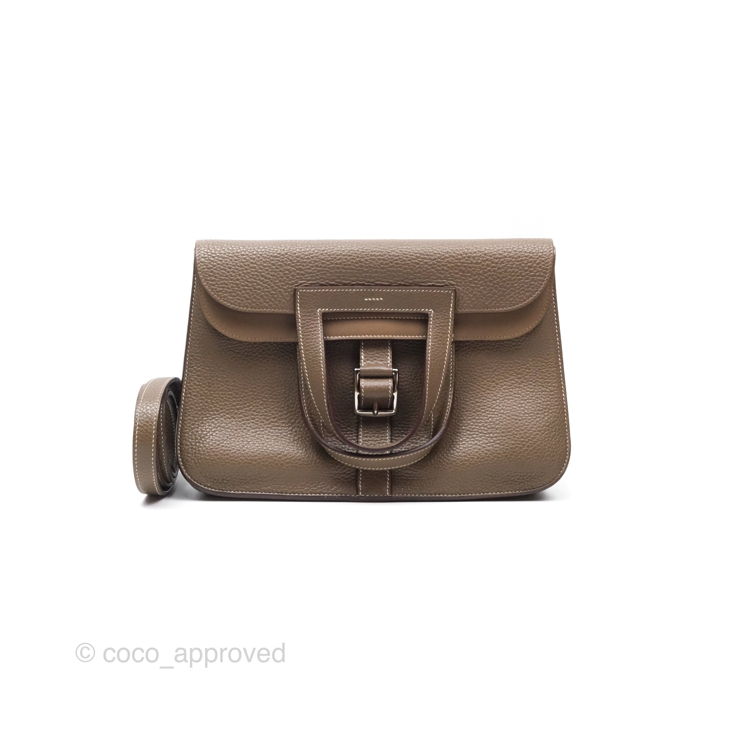 Hermès Halzan 31 Etoupe Clemence Palladium Hardware