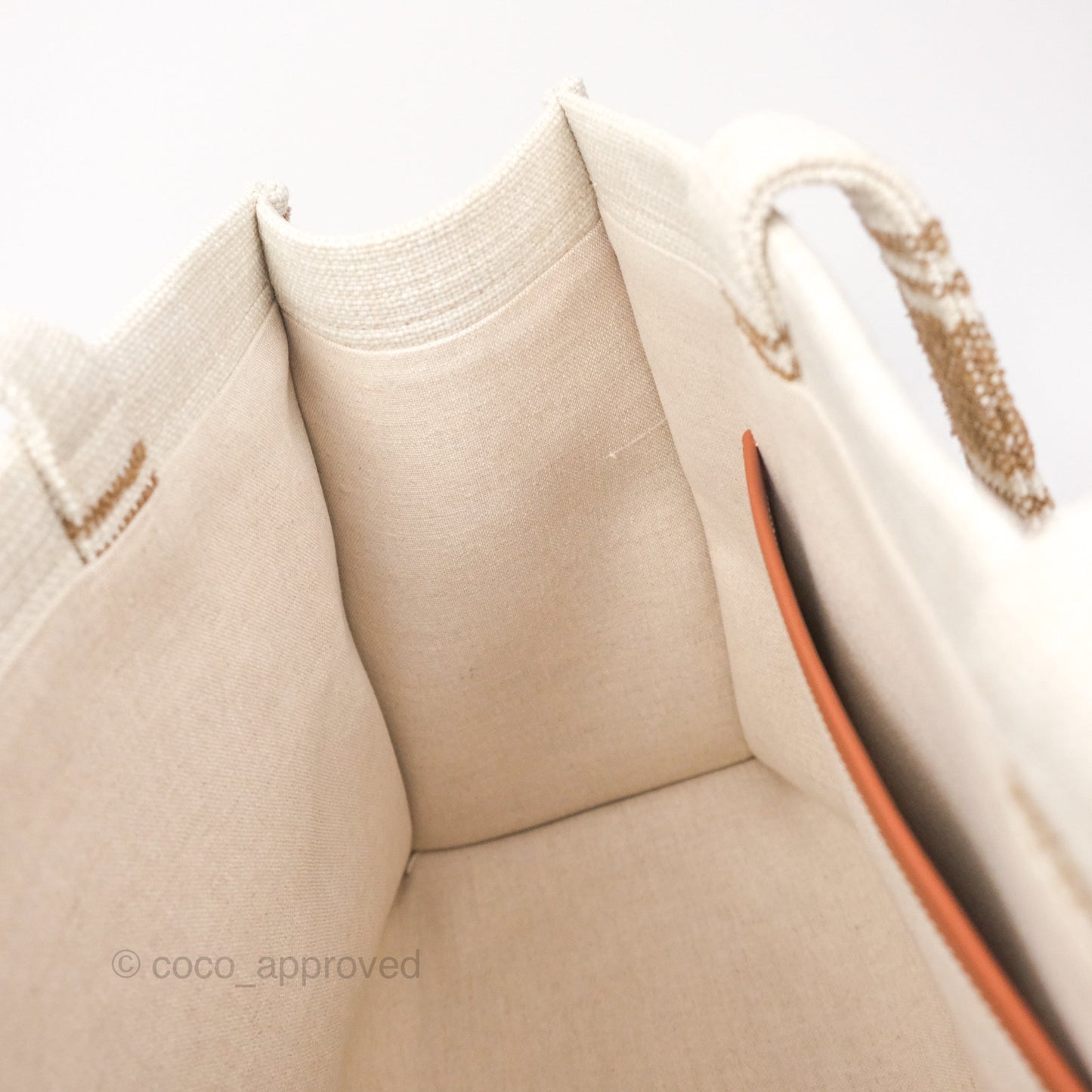 Celine Large Cabas Thais In Striped Textile Tobacco/Tan