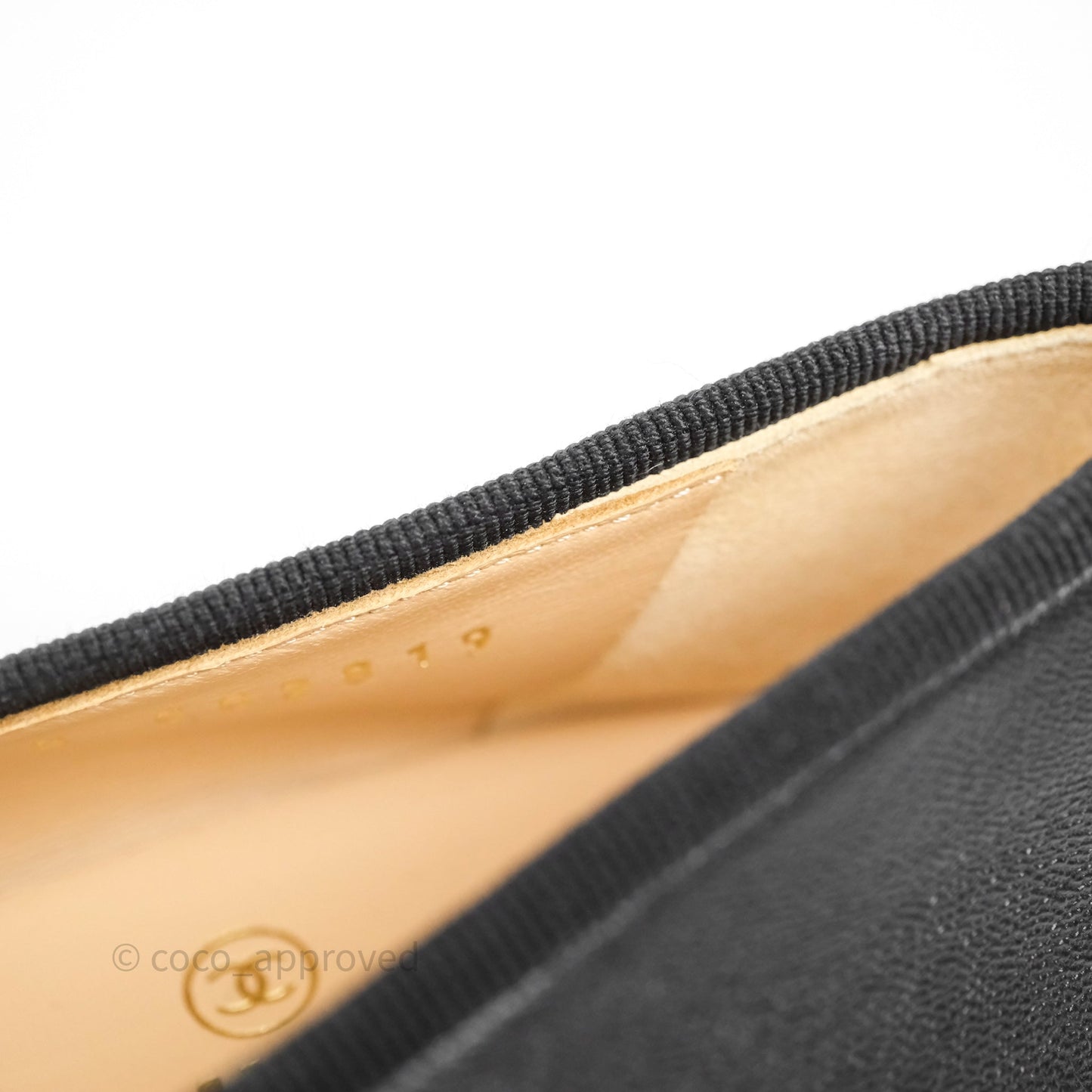 Chanel Calfskin Black Patent Cap-Toe Ballet Flats Size 37