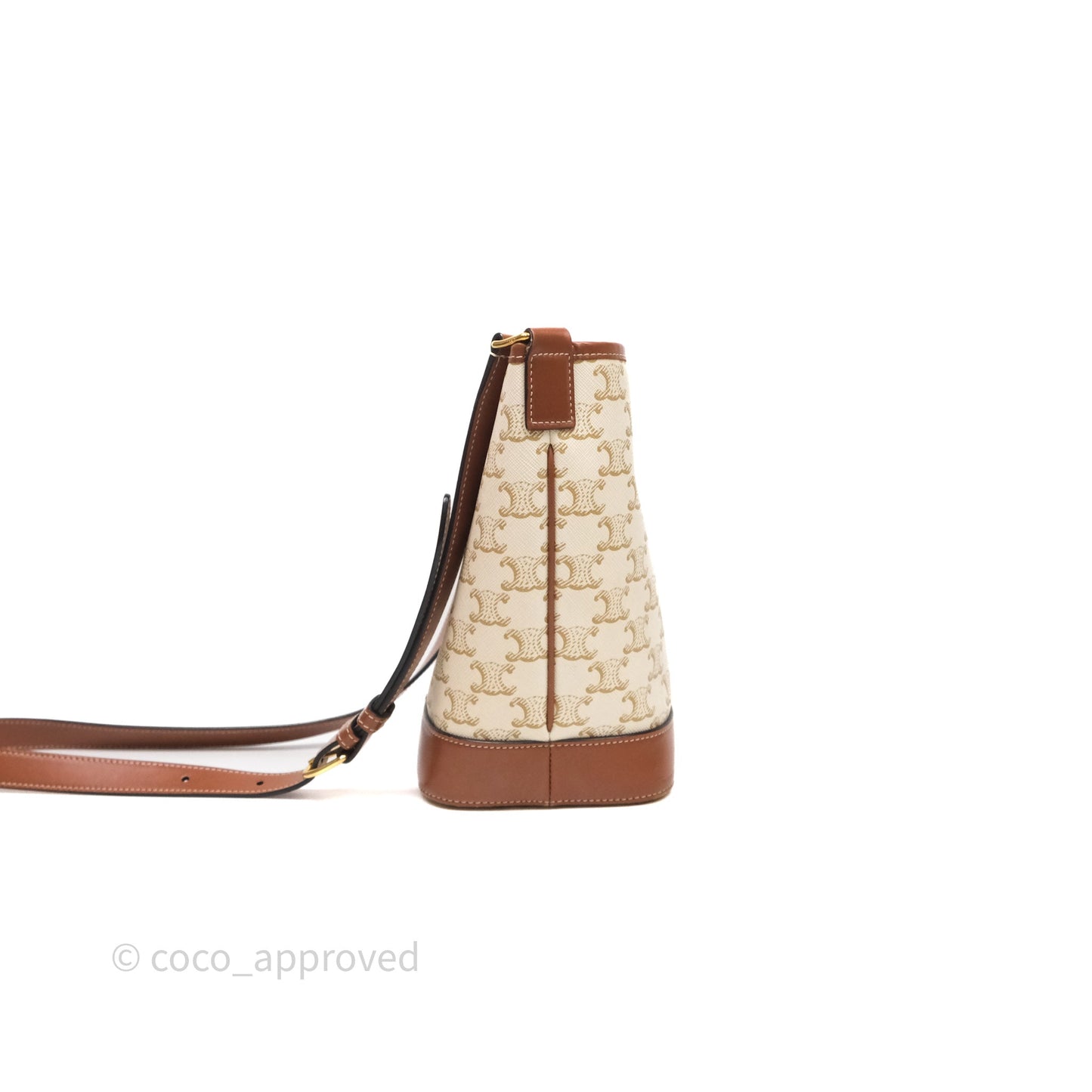 Celine Small Bucket Triomphe Canvas Grege Calfskin