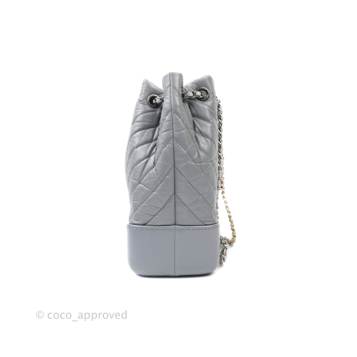 Chanel Small Chevron Gabrielle Backpack Aged Calfskin Grey