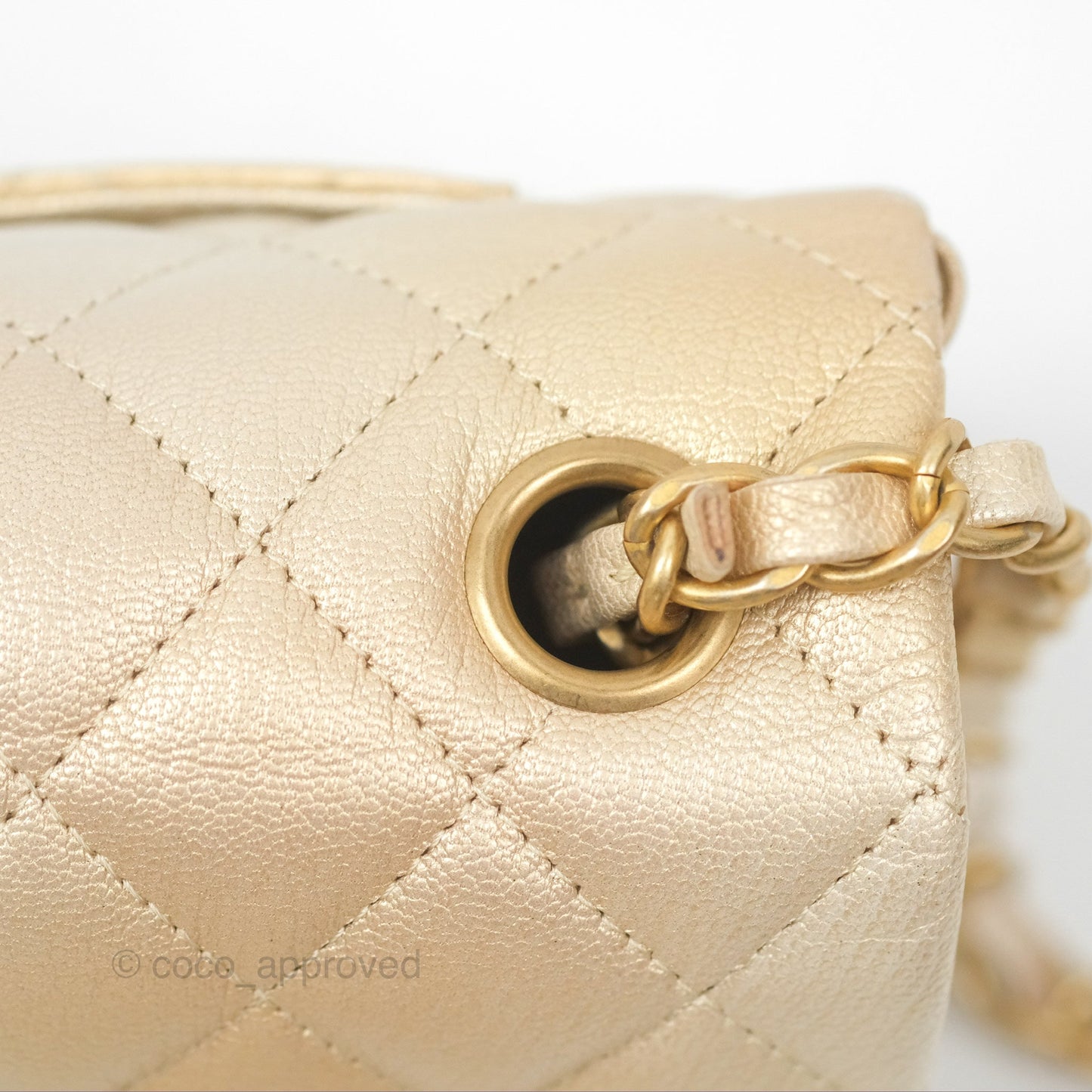 Chanel Mini Rectangular Flap Beige Ombre Iridescent Goatskin Aged Gold Hardware 22C